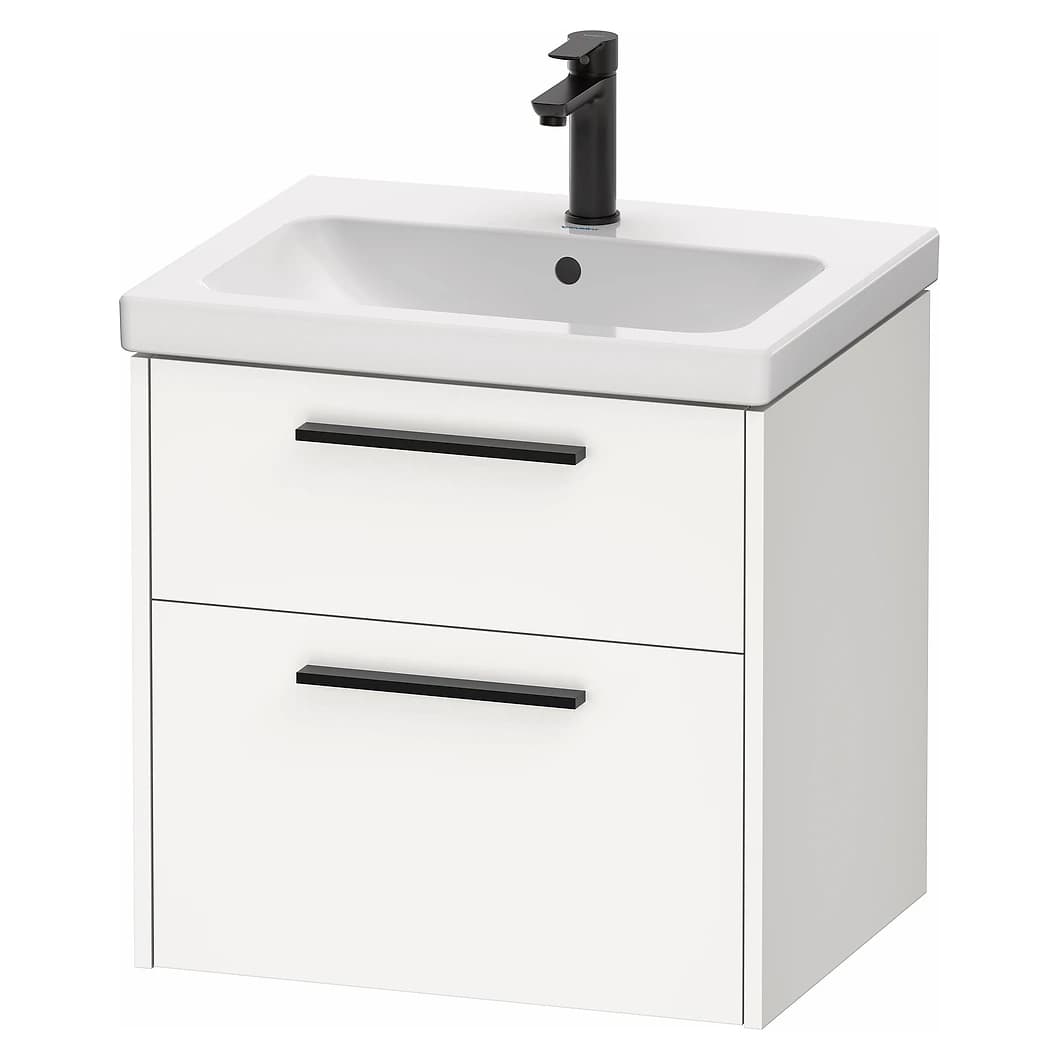 Duravit D-Code 60 Cm Mat Beyaz İki Çekmeceli Siyah Kulplu Lavabo Dolabı