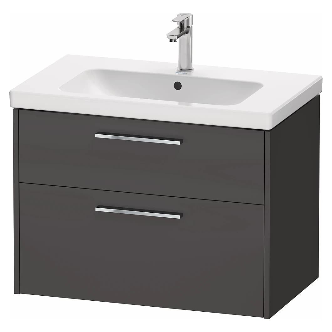 Duravit D-Code 80 Cm Mat Grafit İki Çekmeceli Krom Kulplu Lavabo Dolabı