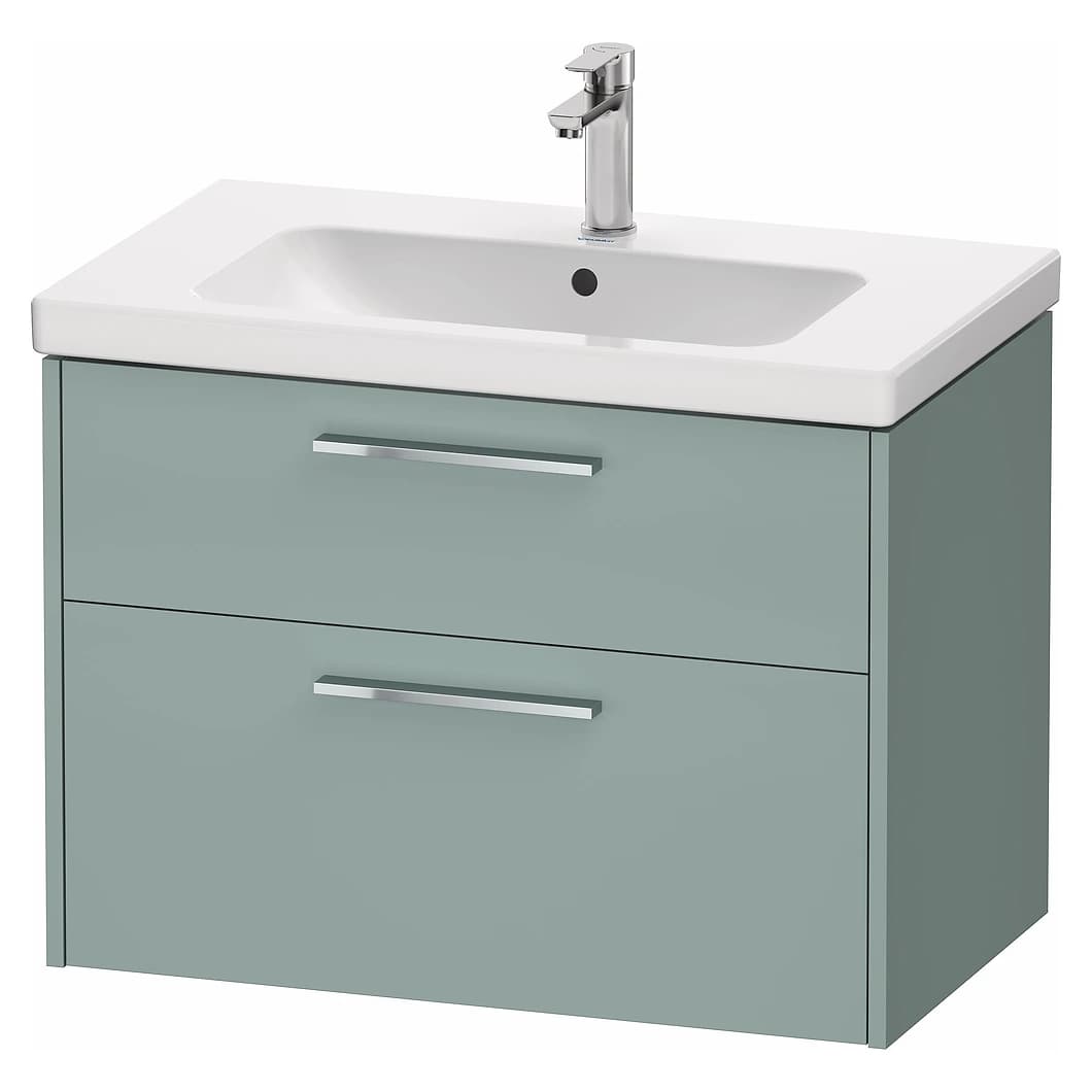 Duravit D-Code 80 Cm Mat Fiyort Yeşili İki Çekmeceli Krom Kulplu Lavabo Dolabı