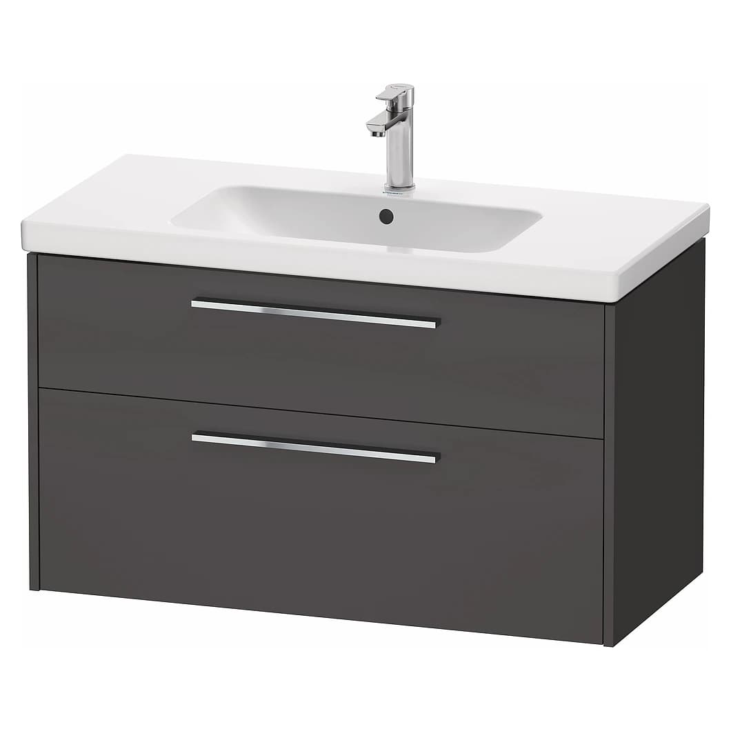 Duravit D-Code 100 Cm Mat Grafit İki Çekmeceli Krom Kulplu Lavabo Dolabı