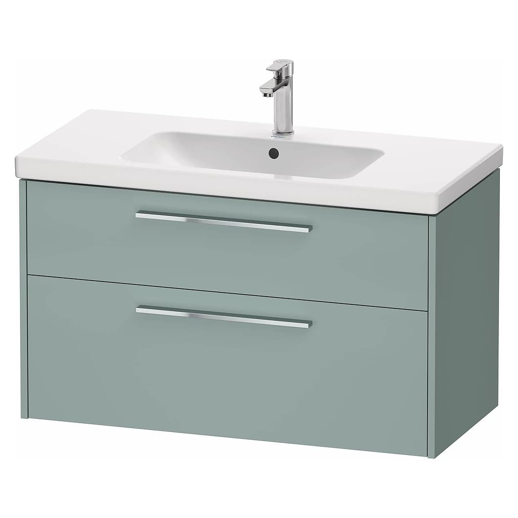 Duravit D-Code 100 Cm Mat Fiyort Yeşili İki Çekmeceli Krom Kulplu Lavabo Dolabı