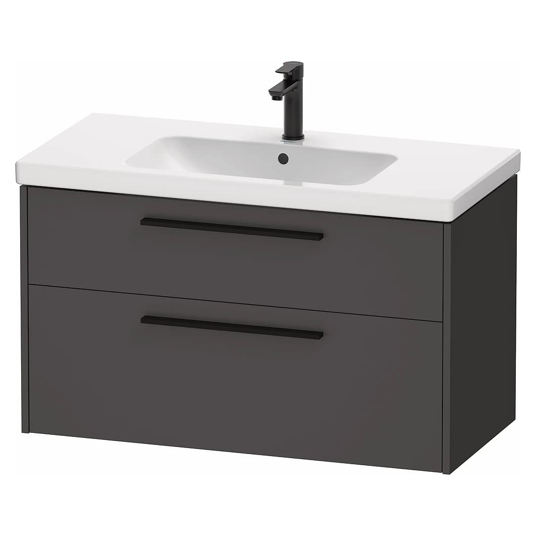 Duravit D-Code 100 Cm Mat Grafit İki Çekmeceli Siyah Kulplu Lavabo Dolabı
