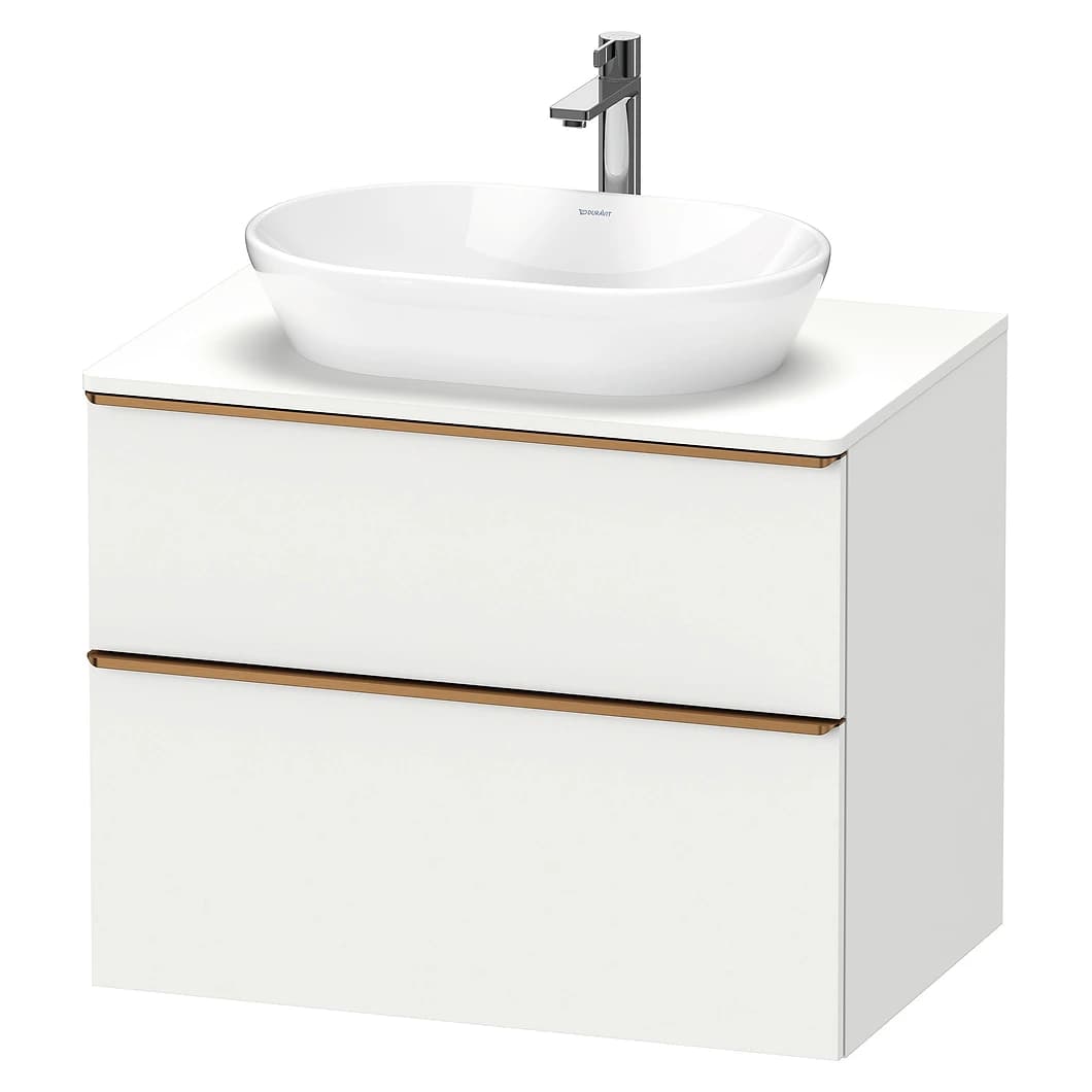 Duravit D-Neo 80 Cm Mat Beyaz İki Çekmeceli Bronz Kulplu Lavabo Dolabı
