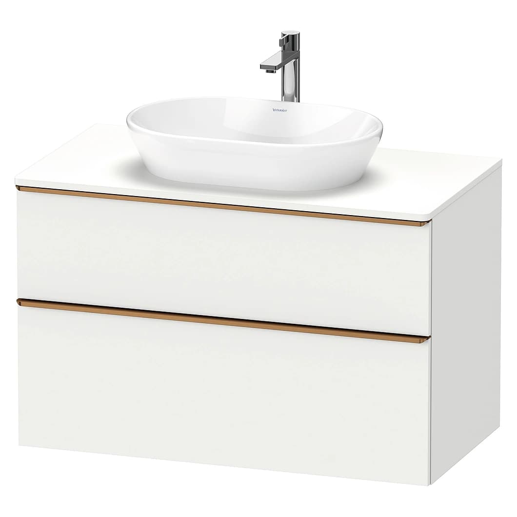 Duravit D-Neo 100 Cm Mat Beyaz İki Çekmeceli Bronz Kulplu Lavabo Dolabı