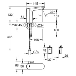 Grohe Get E Krom Pilli Fotoselli Lavabo Bataryası görsel 2
