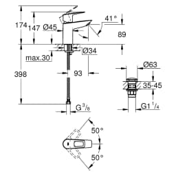 Grohe Start Loop Siyah Bas-Aç Süzgeç S Lavabo Bataryası görsel 2