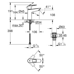Grohe Start Loop Siyah Bas-Aç Süzgeç M Lavabo Bataryası görsel 2