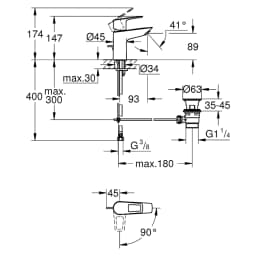 Grohe Start Loop Siyah Soğuk Başlangıçlı S Lavabo Bataryası görsel 2