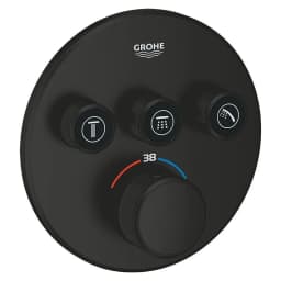 Grohe SmartControl Siyah Yuvarlak 3 Valfli Termostat görsel 1