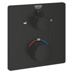 Grohe Grohtherm Siyah Kare Termostatik Küvet Bataryası görsel 1