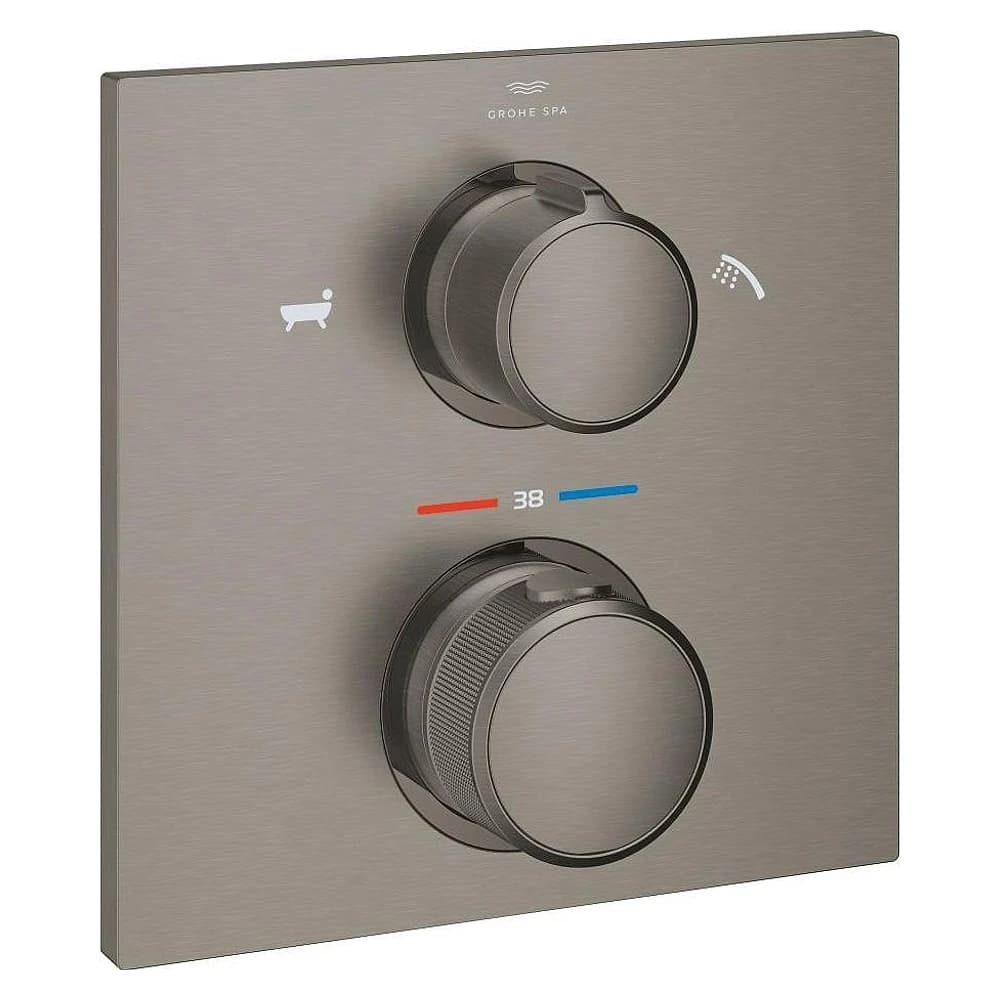Grohe Allure Fırçalı Antrasit Termostatik Küvet Bataryası