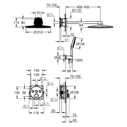 Grohe SmartControl Phantom Siyah 31 Cm Ankastre Duş Sistemi görsel 2