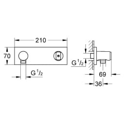 Grohe Grohtherm F Krom El Duşu Askılı Duş Çıkış Dirseği görsel 2