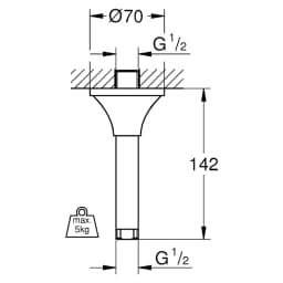 Grohe Rainshower Grandera Krom 142 Mm Tavan Duş Dirseği görsel 2