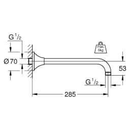 Grohe Rainshower Grandera Krom Altın 285 Mm Duş Dirseği görsel 2