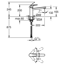 Grohe Eurosmart Krom Orta Çıkışlı Eviye Bataryası görsel 2
