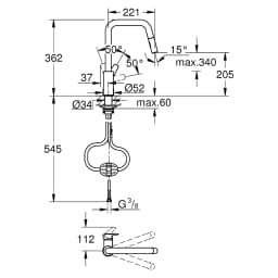 Grohe Eurosmart Siyah 2 Akışlı Yüksek Eviye Bataryası görsel 2