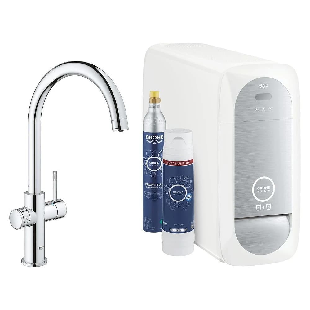 Grohe Blue Home Krom C Çıkışlı Filtreli Eviye Bataryası