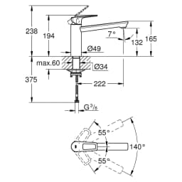 Grohe StartLoop Siyah Orta Çıkışlı Eviye Bataryası görsel 2