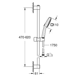 Grohe Tempesta Cube Krom 2 Akışlı 60 Cm Sürgülü Duş Seti görsel 2