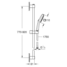 Grohe Tempesta Cube Krom 2 Akışlı 90 Cm Sürgülü Duş Seti görsel 2