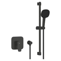 Grohe Cubeo Siyah Ankastre Bataryalı Sürgülü Duş Seti görsel 1