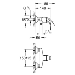 Grohe BauCurve Krom Sıva Üstü Duş Bataryası görsel 2