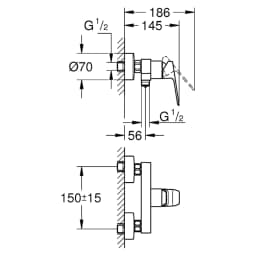 Grohe Cubeo Siyah Sıva Üstü Duş Bataryası görsel 2