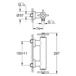 Grohe Atrio Fırçalı Altın Çift Volanlı Duş Bataryası görsel 2