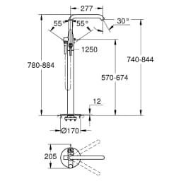 Grohe Essence Fırçalı Bronz Yerden Küvet Bataryası görsel 2