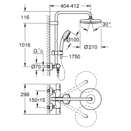 Grohe Tempesta Cosmopolitan Krom 21 Cm Termostatik Duş Seti görsel 2