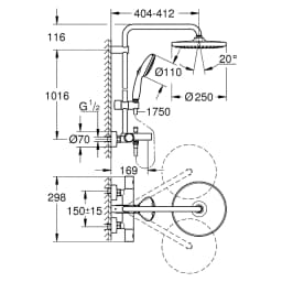 Grohe Tempesta Krom 25 Cm Termostatik Banyo Duş Sistemi görsel 2