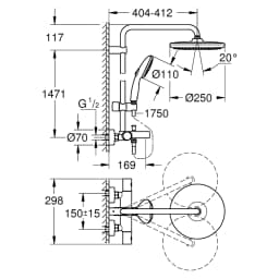 Grohe Tempesta Siyah 25 Cm Termostatik Banyo Duş Sistemi görsel 2