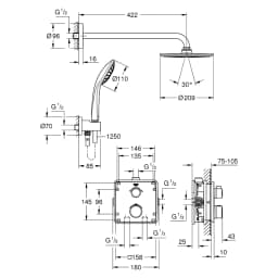 Grohe Grohtherm Cosmopolitan 21 Cm Ankastre Duş Sistemi görsel 2