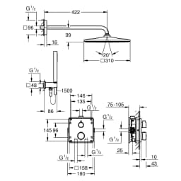 Grohe Precision Siyah 31 Cm Kare Ankastre Duş Sistemi görsel 2