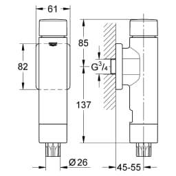 Grohe Rondo A.S. Krom Klozet Yıkama Valfi 37347000 görsel 2