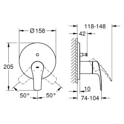 Grohe Eurosmart Krom Ankastre Banyo Duş Bataryası görsel 2