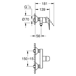 Grohe EuroEco Krom Sıva Üstü Duş Bataryası 24275001 görsel 2