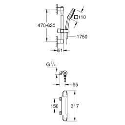 Grohe Grohtherm Krom Termostatik Duş Seti 60 Cm görsel 2