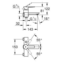 Grohe Lineare Krom Sıva Üstü Banyo Bataryası görsel 2