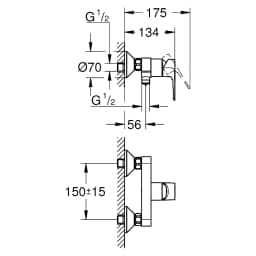 Grohe Start Loop Siyah Sıva Üstü Duş Bataryası görsel 2