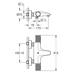 Grohe Precision Feel Siyah Termostatik Banyo Bataryası görsel 2