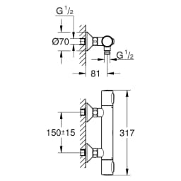 Grohe Precision Flow Siyah Termostatik Duş Bataryası görsel 2