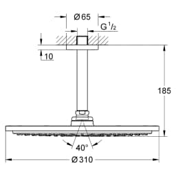 Grohe Cosmopolitan Siyah 31 Cm Tavan Tepe Duşu Seti görsel 2
