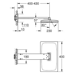 Grohe Rainshower Aqua Altın 40x23 Cm 2 Akışlı Tepe Duşu Seti görsel 2