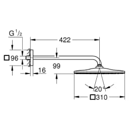 Grohe Rainshower Mono Cube Çelik 31 Cm Duvar Tepe Duşu Seti görsel 2