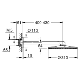 Grohe SmartActive Grafit 31 Cm 2 Akışlı Tepe Duşu Seti görsel 2