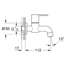 Grohe BauEdge Krom Duvardan Lavabo Musluğu 20238000 görsel 2