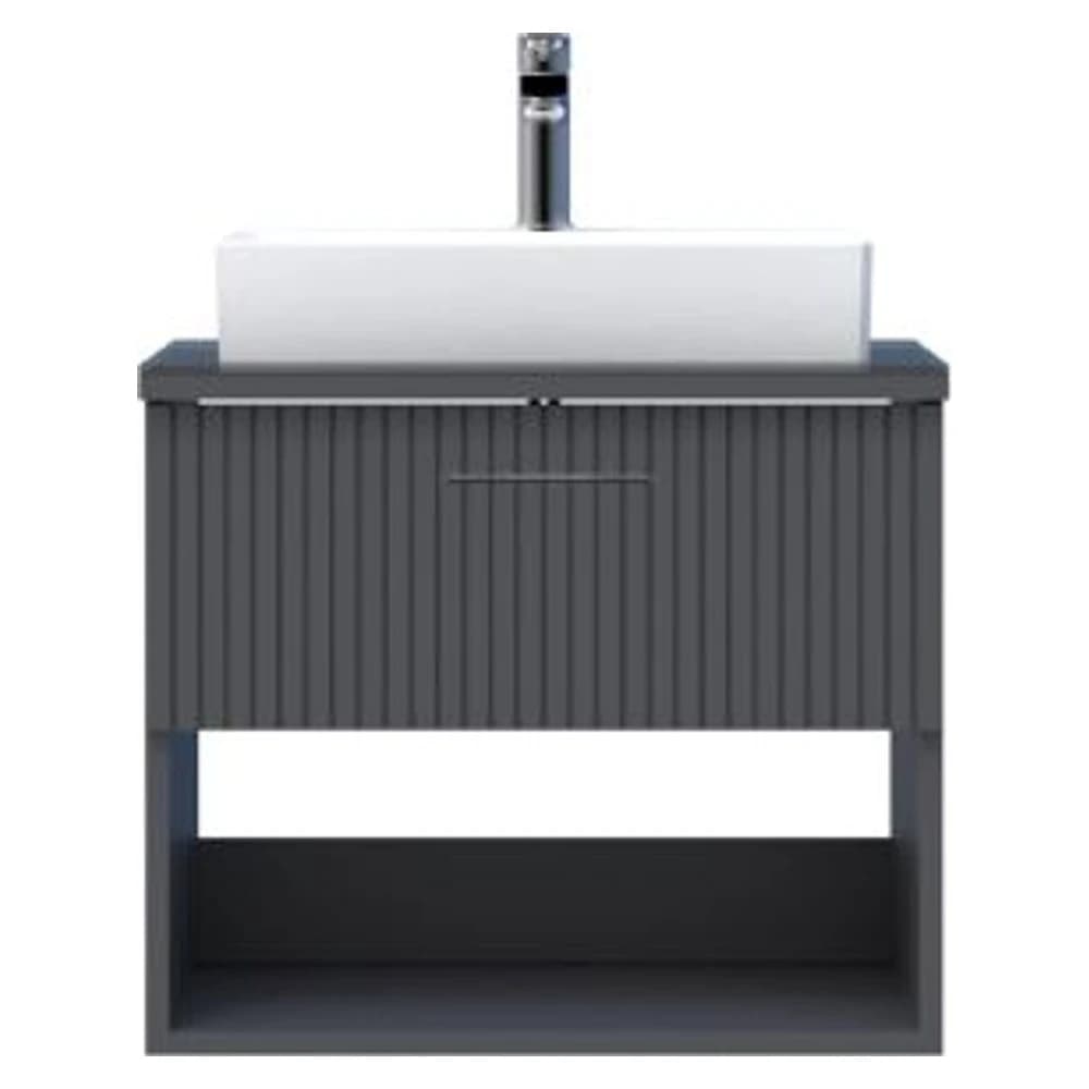 Creavit E10 65 Cm Antrasit Çekmeceli Cam Tezgah Dolabı