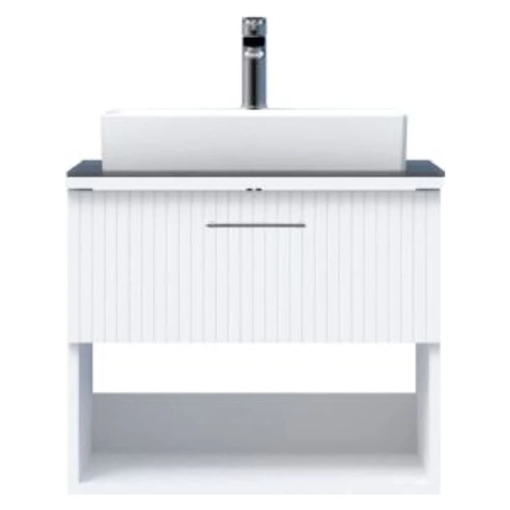 Creavit E10 65 Cm Beyaz Çekmeceli Cam Tezgah Lavabo Dolabı